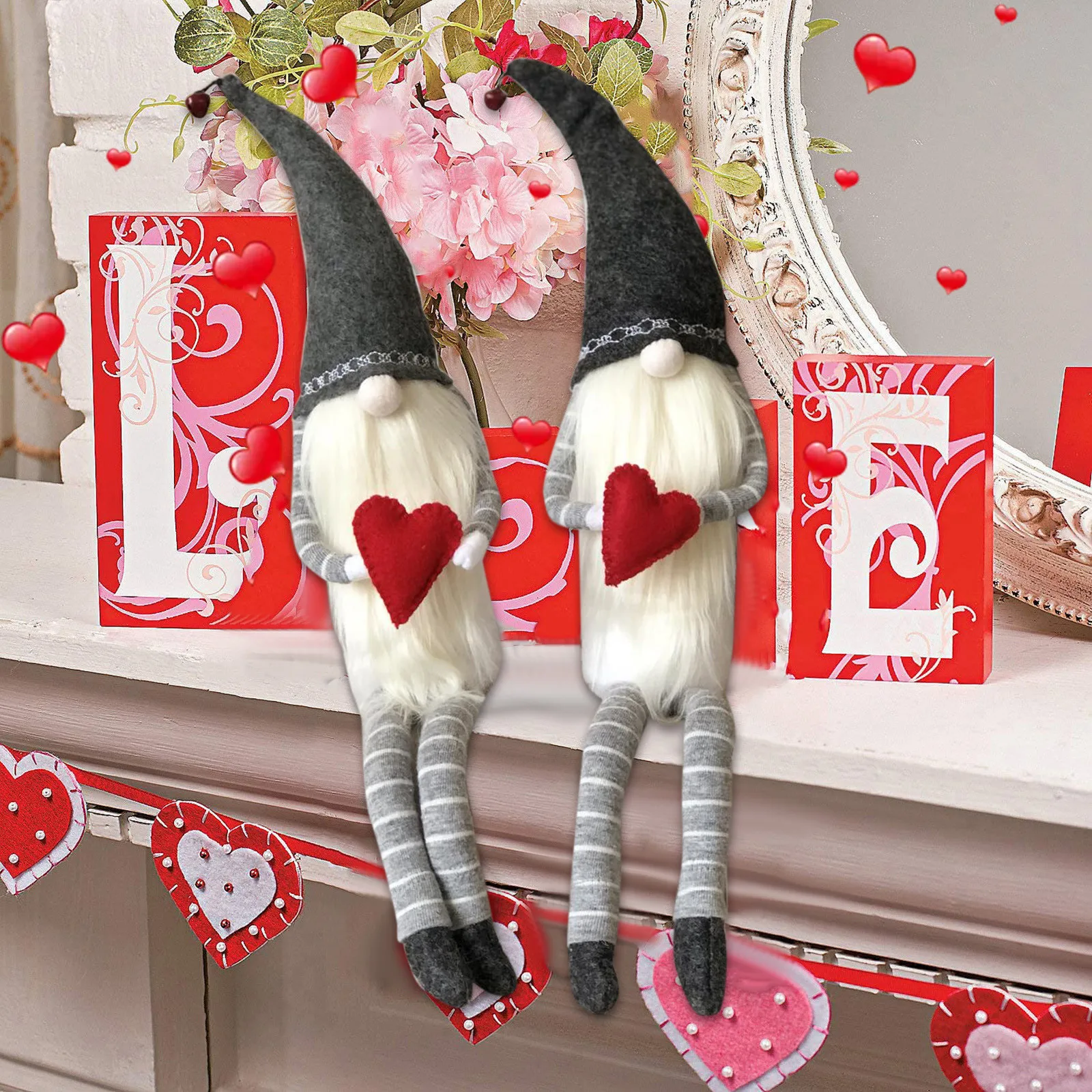 

2PC Valentine's Day Faceless Doll Spring Gift Decorations For Home Bedroom Plush Dolls Ornament Xmas Navidad Natal 2021 Present