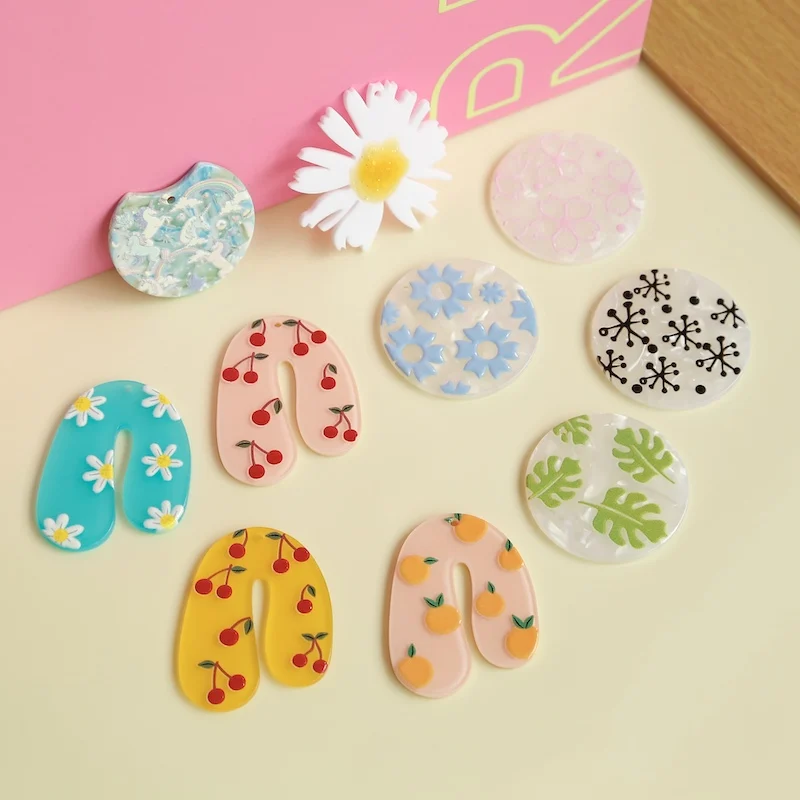 

ins wind summer flower series resin acetate pendant collection DIY hand-made earrings jewelry accessories kit
