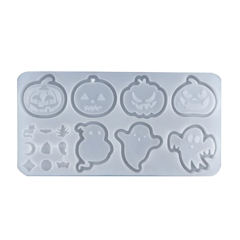 

L5YA Pumpkin Ghost Quicksand Mold Keychain Hanging Pendant Epoxy Mold for Diy Craft