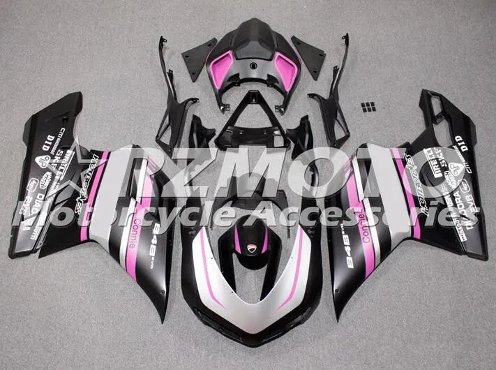 

Новый комплект обтекателей для мотоцикла из АБС, подходит для Ducati 848 evo 1098 1198 1098 2007 2008 2009 2010 2011 2012, черный, розовый