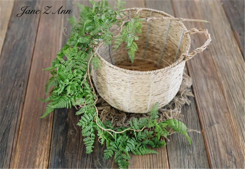 Mori green leaf-enredaderas multicarne, ramas de vid, plantas verdes, simulaci&oacute;n de flores de pl&aacute;stico, accesorios de fotograf&iacute;a para beb&eacute;s y reci&eacute;n nacidos-4
