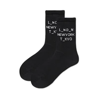 creative black mid tube men women socks letter design hip hop trend cotton socks popular collocation