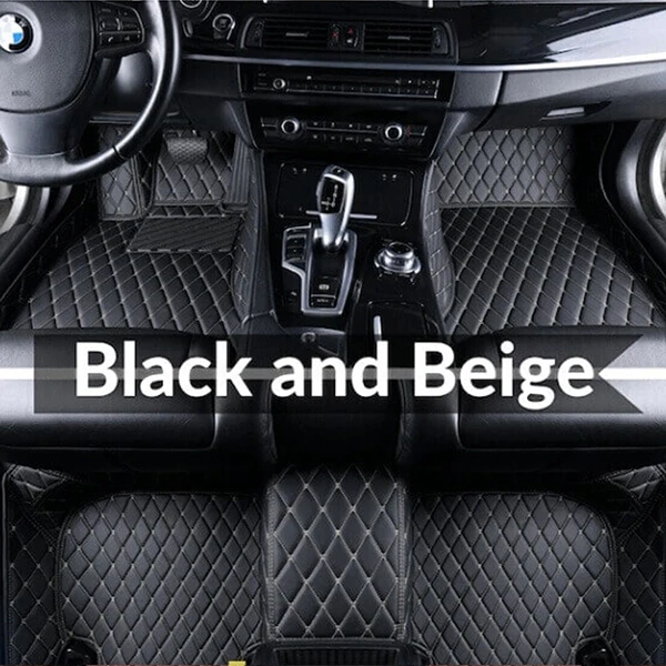 BLACK BEIGE 5 Seat Пользовательские автомобильные кожаные Коврики для Audi A4 Avant Wagon Estate B8 8K 2009~ 5 мест Авто коврик для ног Аксессуары для ковров 2010 - Название цвета: BLACK BEIGE 5 Seat