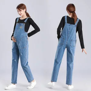 Свободные брюки для беременных эластичный комбинезон для беременных Брюки 2022 весна осень Регулируемый джинсовый комбинезон для беременных женщин