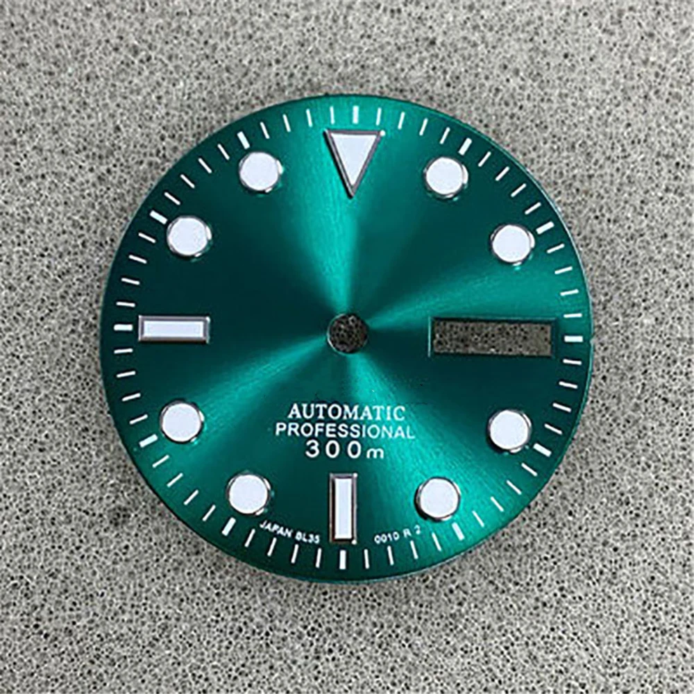 

With S Logo 29mm Watch Dial for NH36/4R36/7S Movement Sun Pattern Green Luminous Black/Purple/Blue/Gray/White/Green/Orange Dial