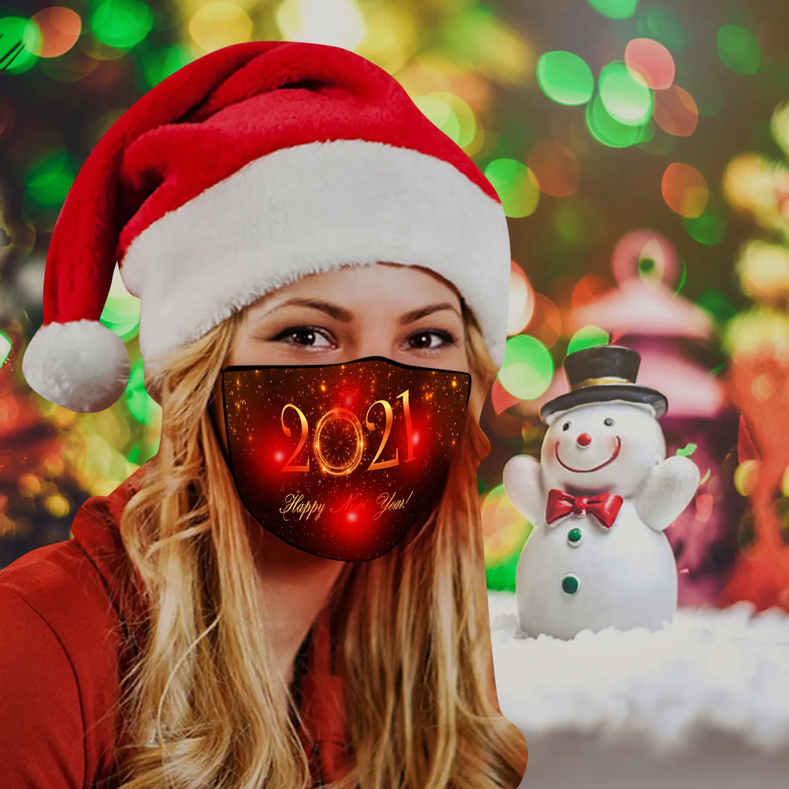 

2021 New Year Lights Glowing Flash Mask Christmas Party Mask New Year's Eve LED Luminous Mask with Button Battery mascarilla
