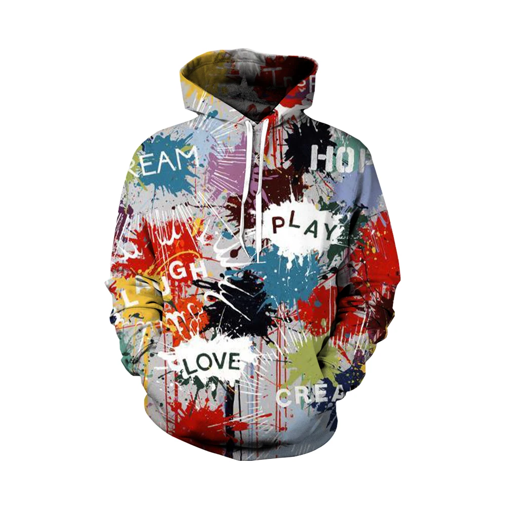 

Color Hoodie Men's Women's 3D Digital Flame Print Hooded Pullover 2021 Fall Casual Funny Unisex Sweatshirt Streetwear