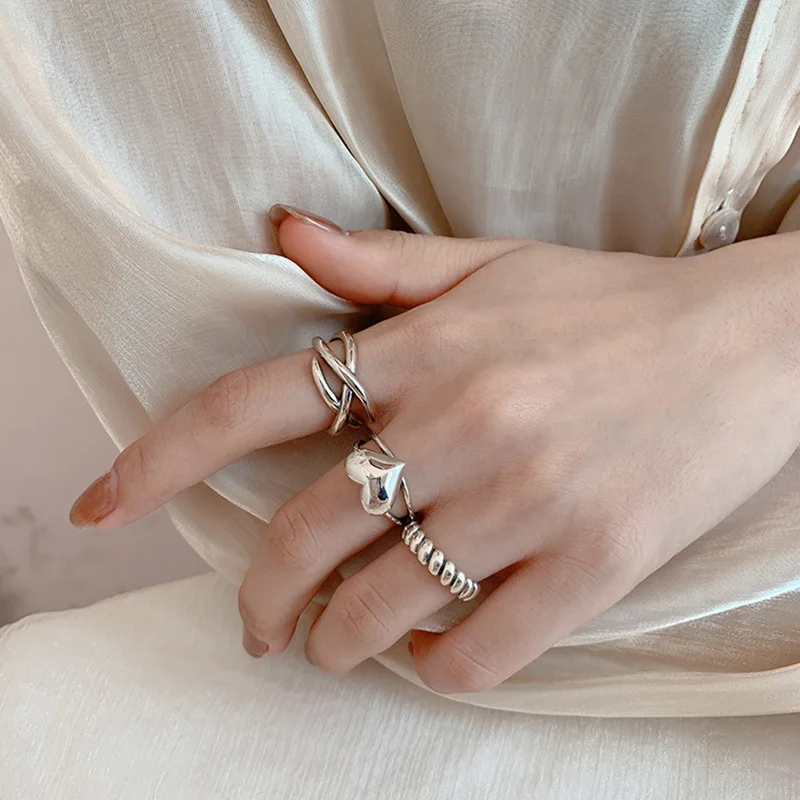 

925 Sterling Silver Couple Opening Niche Design Fashion Twist Personality Ring