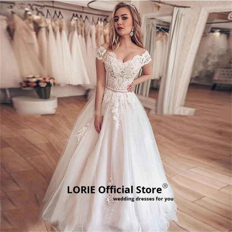 Бальное платье LORIE с открытыми плечами элегантное кружевное из мягкого фатина