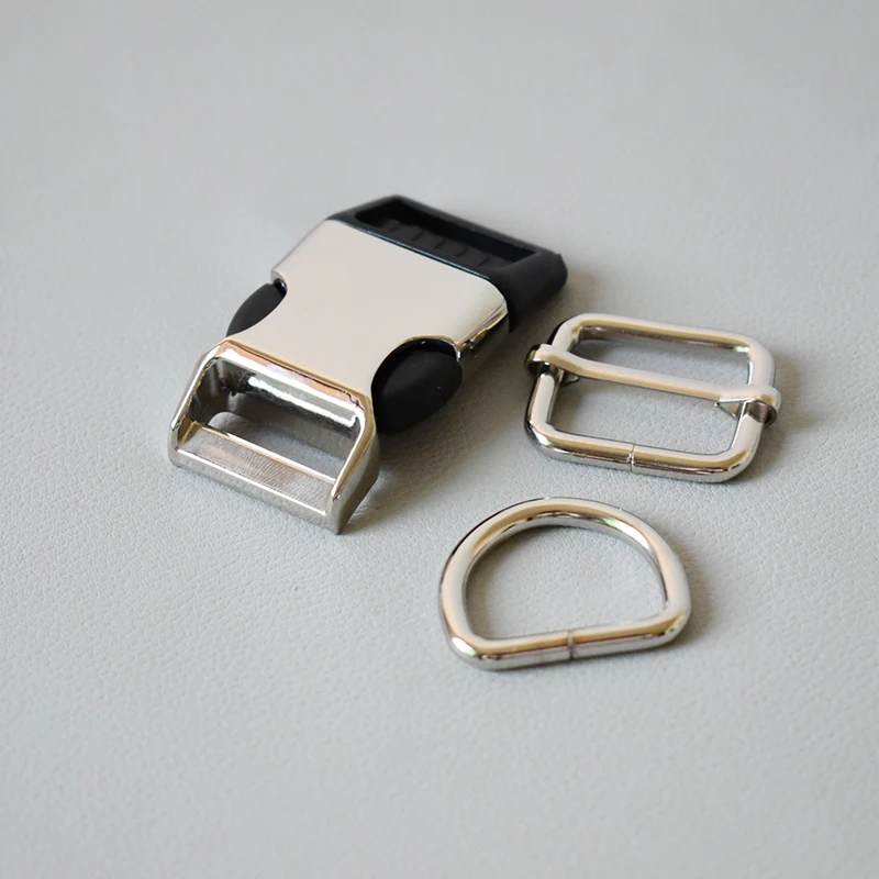 

100 set 25mm pulling buckle Metal release buckles D rings sliders for cat dog collar adjustable buckles DIY sewing accessories