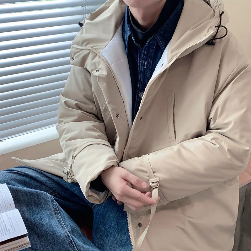 

Winter Jacket Men Warm Fashion Casual Thick Hooded Jacket Men Streetwear Loose Khaki Black Short Coat Mens Parker Jackets M-3XL