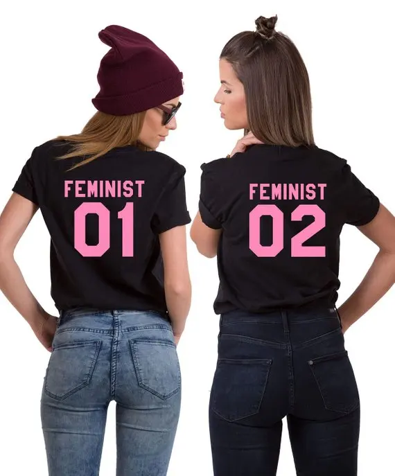 Футболка с графикой Camisetas Feminist 01 02 BFF лозунг tumblr футболки хлопковые одинаковые