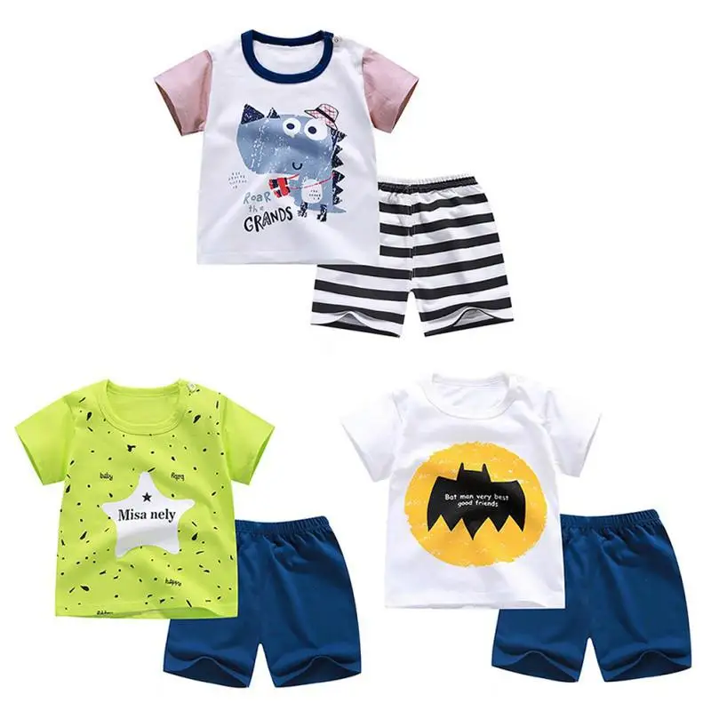 Летняя футболка с рисунком для маленьких мальчиков и девочек комплекты топами