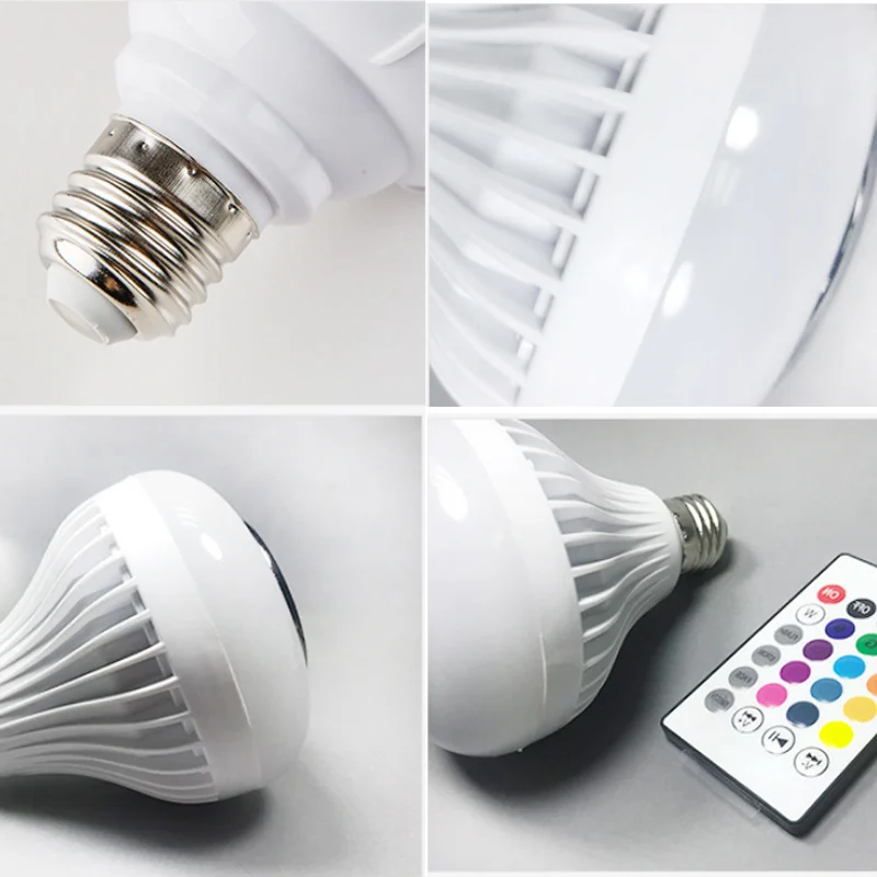 Новая беспроводная Bluetooth Колонка E27 12 Вт RGB лампа светодиодная 110 В 220 умный