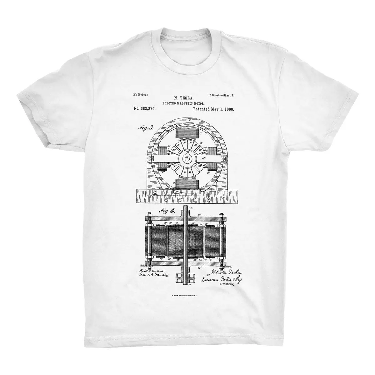 Запатентованная футболка с электромотором. Футболка Nikola Tesla Invention. Черный белый