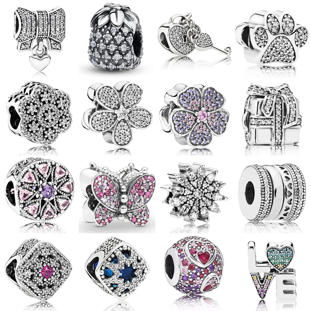 Браслет из серебра 925 пробы с ананасом бабочкой и маргариткой | Украшения