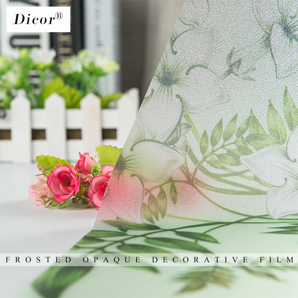 Антистатическая липкая пленка для окна с цветами матовая непрозрачная