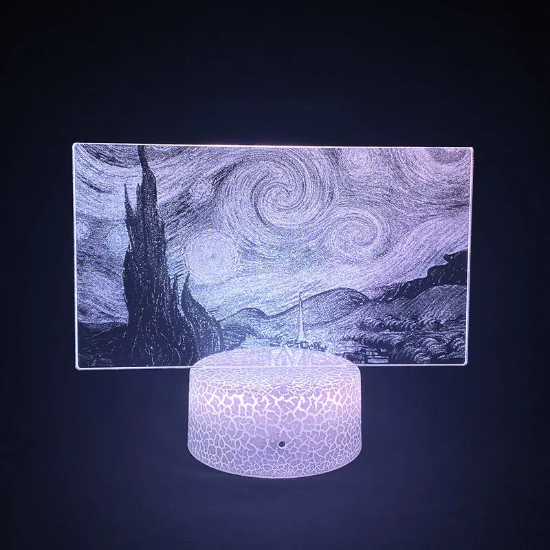

Van Gogh The Starry Night Famous Oil Painting 3D Picture Lamp Bluetooth Speaker for Bedroom Decoration Strange Lighting Art Lamp