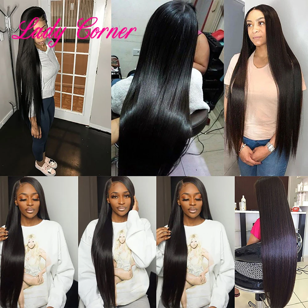 

Lady Corner Hair Bundles With Closure Straight Human Hair Bundles 4x4 Closure Peruvian Remy Hair Weave Natural Color Hair