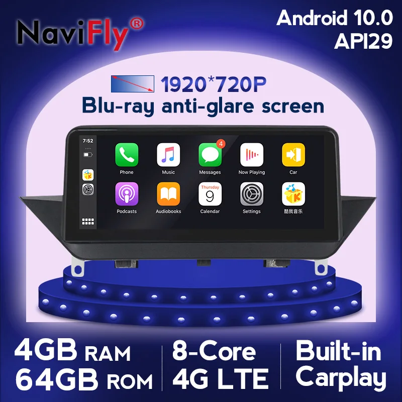 Автомобильный DVD плеер NaviFly 4 ГБ Android 10 0 для BMW X1 E84 2009 2010 2011 2012 2013 2014 2015 головное