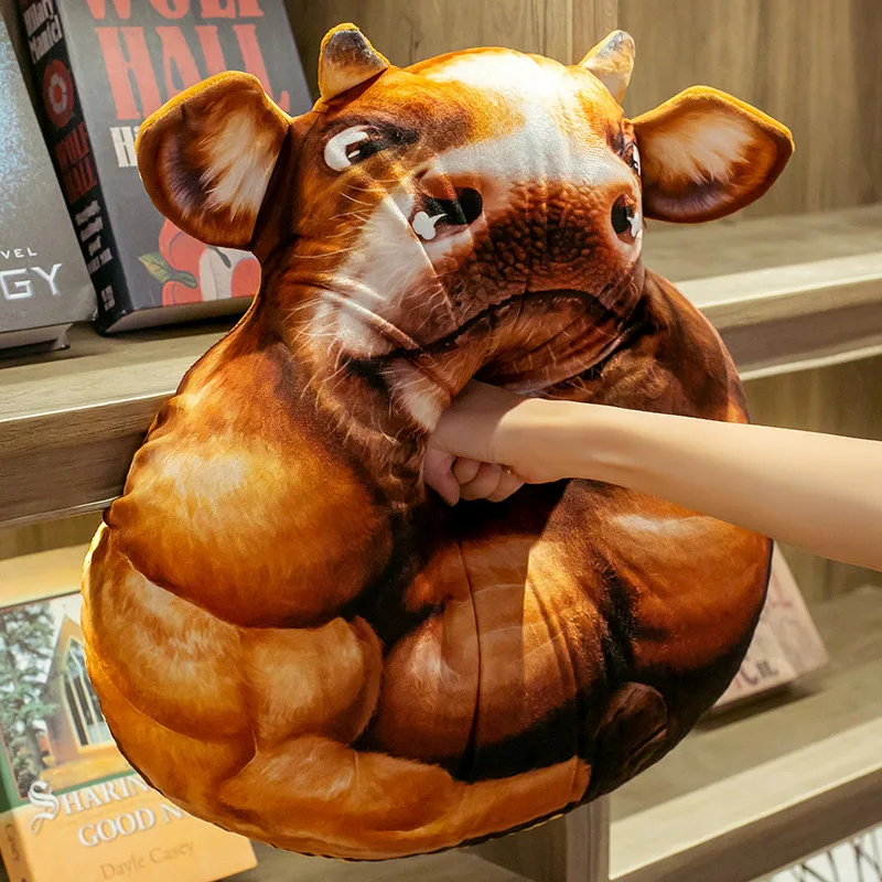 Подушка плюшевая в виде Головы Быка мягкая с принтом | Игрушки и хобби