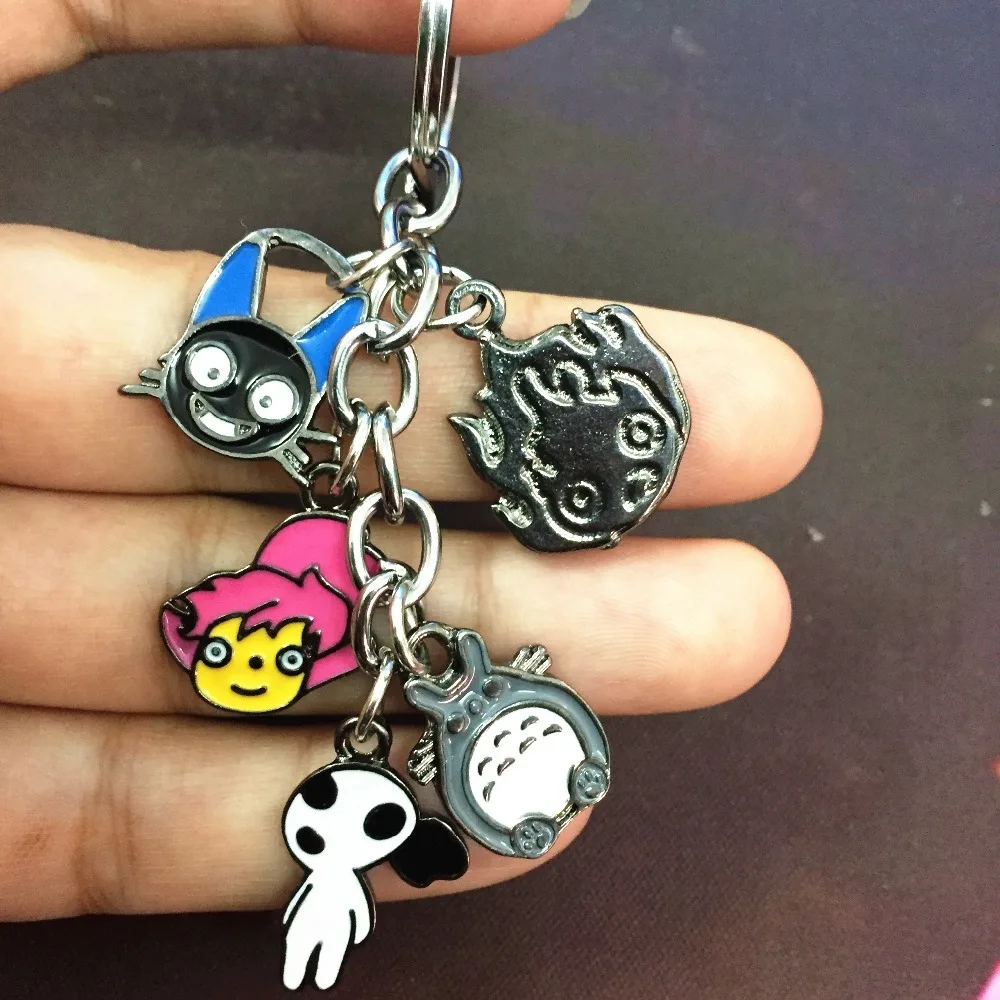 Металлический брелок для ключей Totoro JiJi calcium Fer с 5 подвесками из цинкового сплава