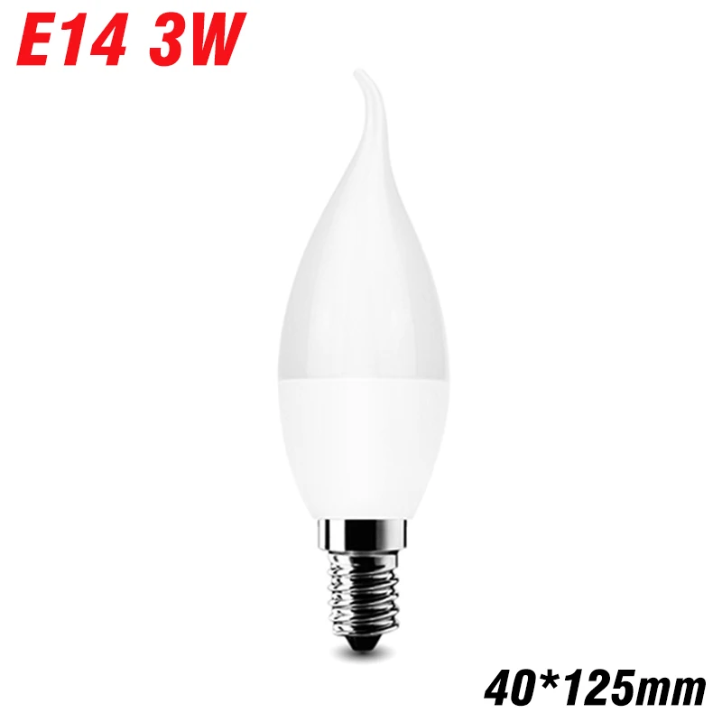 E14 3W 220V Bombilla светодиодный светильник E27, реальная мощность, 3 Вт, 6 Вт, 9 Вт, 12 Вт, 15 Вт, 18 Вт, 20 Вт, 220 В, светильник-свеча E14, высокая яркость, лампада, светодиодный светильник - Испускаемый цвет: E14 3W 220V