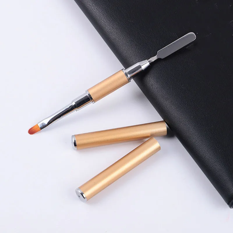 Nail Acrylic Brush Dual Head Art Drawing Pen Stainless Steel UV Gel Extension Gradient Painting Removal Spatula Stick | Красота и