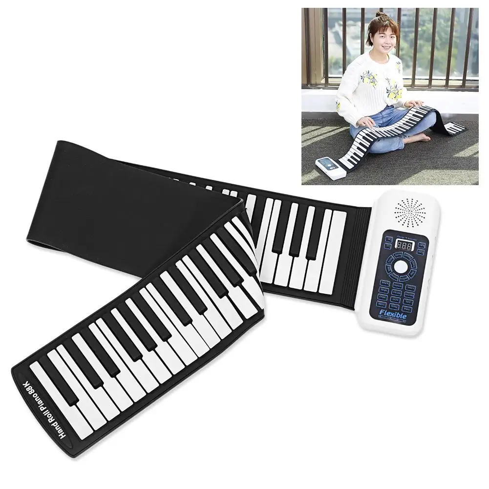 

Portable 88-key Roll Up Piano Flexible Silicone Electronic Keyboard Organ with Horn Children Student Early Education Instrument