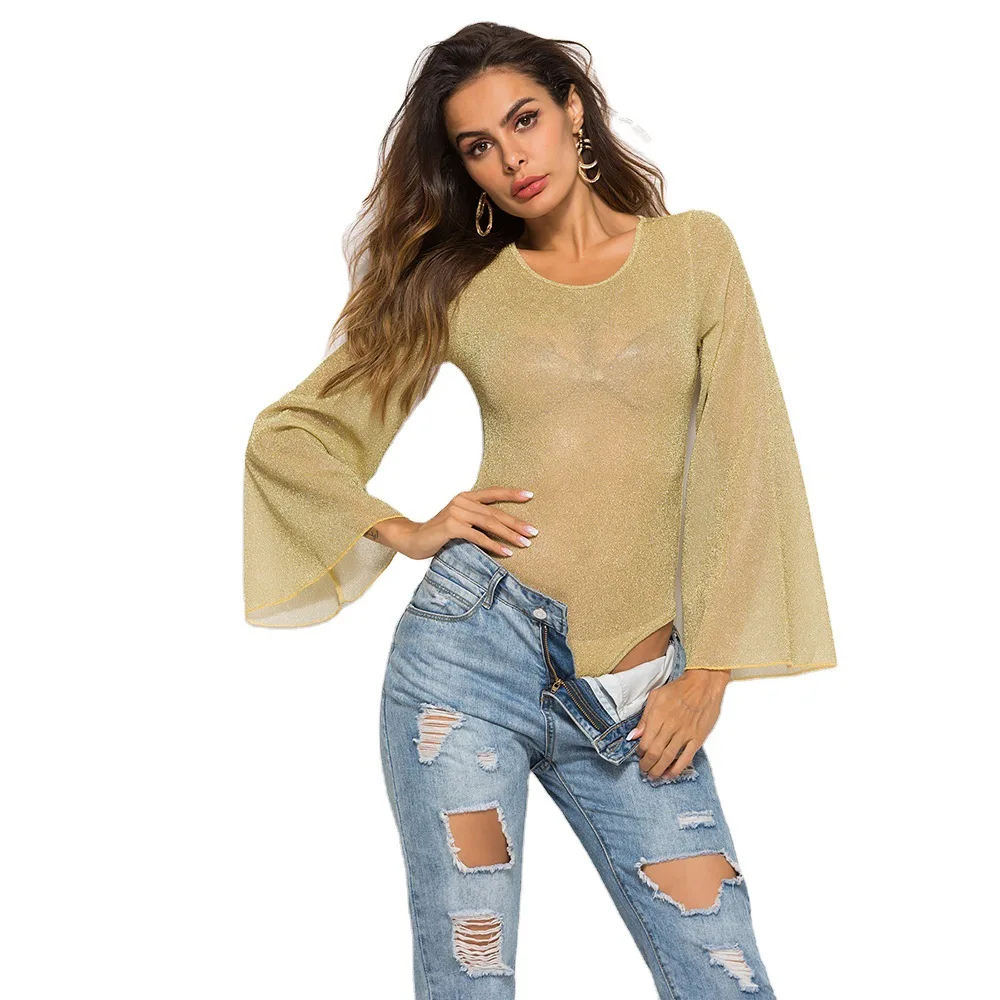 

2019 women's bottom pants long sleeve Jumpsuit