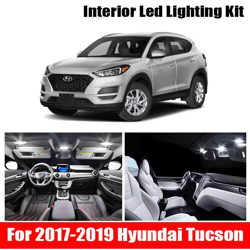 

12x белые светодиодный лампы для салона для 2017-2019 Hyundai Tucson светодиодный ная карта купольная лампа для номерного знака стайлинга автомобилей