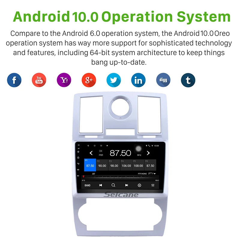 Seicane For Chrysler Aspen 300C 2004 2005 2006 2007 2008 2Din Android 10.0 9 inch GPS Car Radio Audio Stereo Multimedia Player | Автомобили