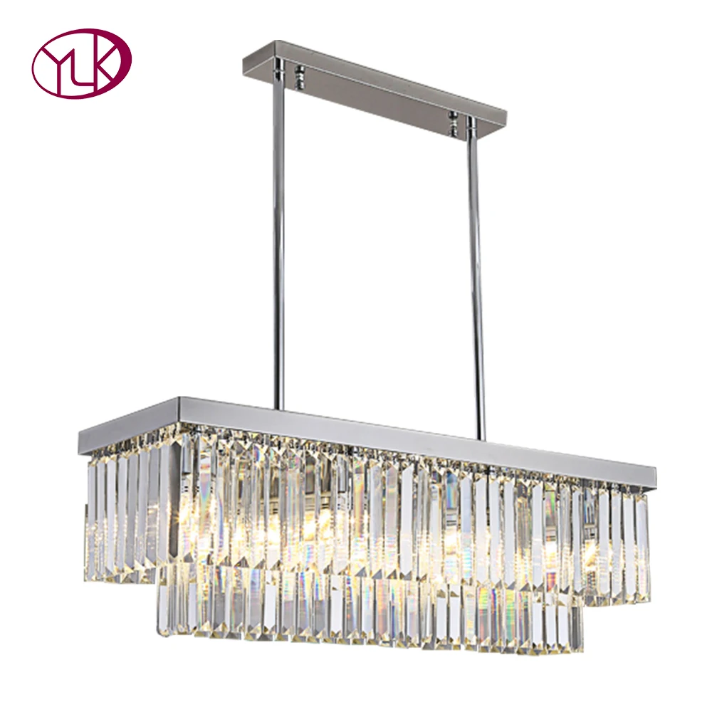 

Hot Rectangle Chrome Crystal Chandelier Lighting Modern Living Room Led Chandeliers for The Kitchen Luxury Lamp E14 LED Bulbs AC