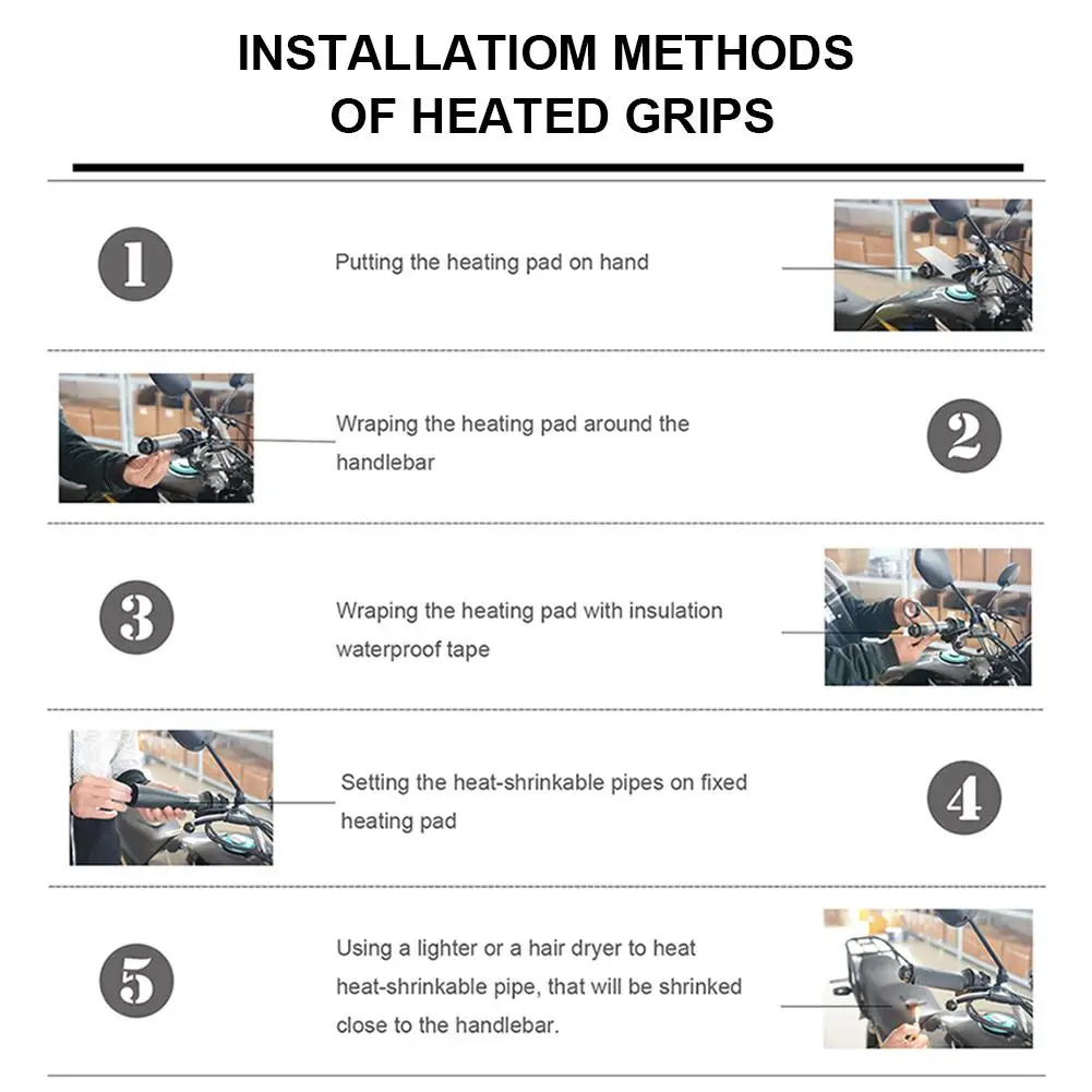 

12V Temperature Adjustable Electric Heating Handlebar Grip Cover for Motorcycle 12V Adjustable Electric Heating Handle CS-043A1