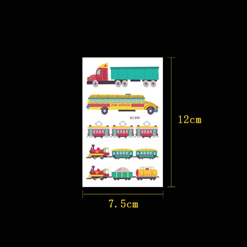 1 шт. мультфильм машины автобусы поезд Временные татуировки наклейки для