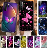beautiful butterfly pattern black soft cover the pooh for huawei nova 8 7 6 se 5t 7i 5i 5z 5 4 4e 3 3i 3e 2i pro phone case case