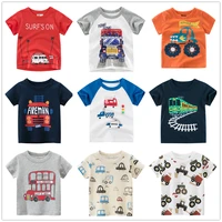 2022 summer kids t shirts clothes for boys 100 cotton short sleeve car bus fire truck cartoon kids casual clothing