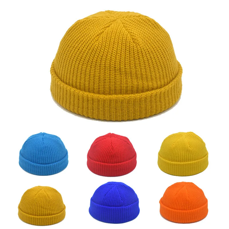 

Fashion Hip Hop Beanie Knitted hat Men Skullcap Women winter Warm Brimless Baggy Melon Cap Cuff Docker Beanies Hats