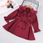 2021 весенние куртки и пальто для девочек плащ с длинными рукавами милое пальто для маленьких девочек, красная верхняя одежда, одежда От 2 до 7 лет