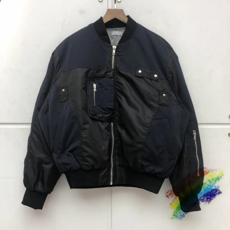 

Patchwork Varsity Jacket Men Women Best Quality Classic Heavy Fabric Coats Multi-pocket Zip Bomber Jacket
