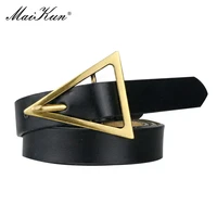 maikun new genuine leather thin belt vintage triangle buckle net red womens trousers fashion all match decorative waistband