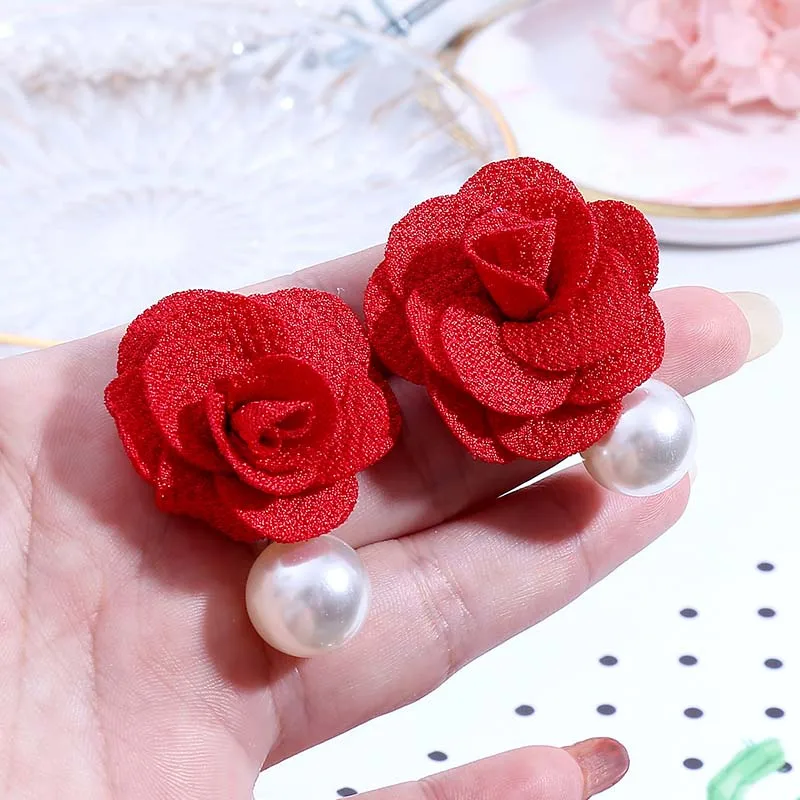 Богемные женские серьги ручной работы с тканевыми цветами для женщин модные