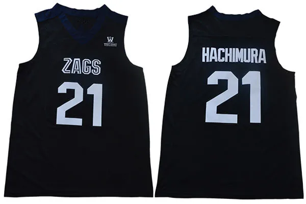 

Retro College #21 Rui Hachimura Gonzaga Bulldogs bule black white Basketball Jersey