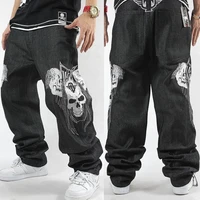 sale new straight denim trousers 2021 loose hip hop jeans men printed hip hop embroidered skull influx of casual skateboard pant