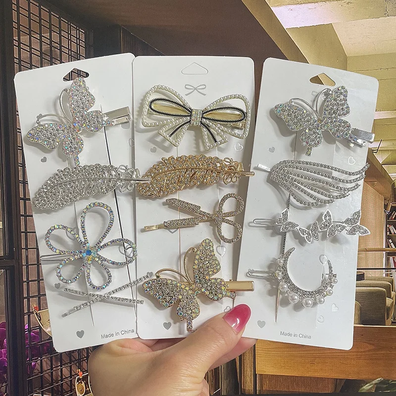 

Crystal Hair Clip For Women 2021 Korean Hairpins Girl Geometric Hair Barrettes Set Fashion Hairgrip Headwear Hair Accessories