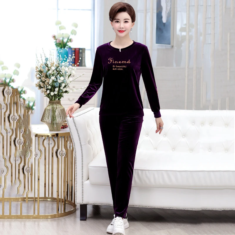 Женский осенний комплект размера плюс 5xl 2019 Повседневный Бархатный спортивный