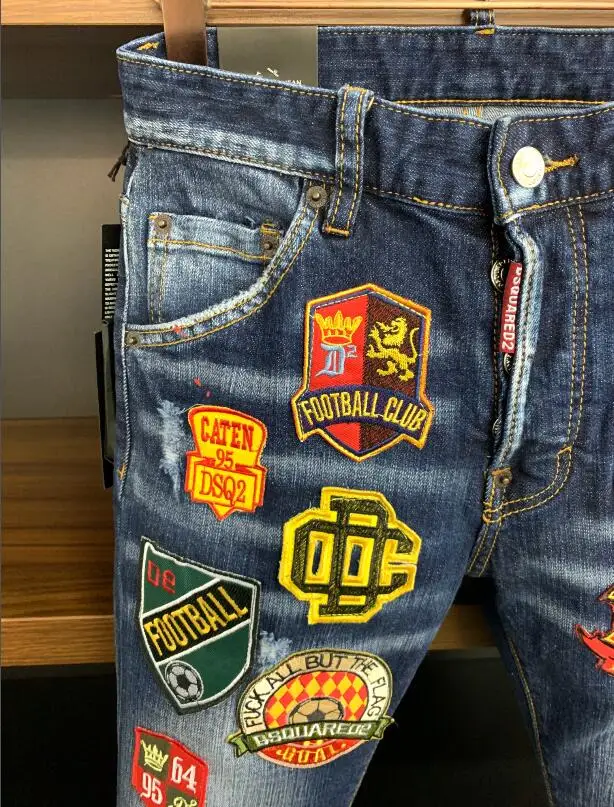 2021 Hot  jeans men Authentic Classic DSQUARED2 Men Jeans Micro-elastic Sewing Paint Fashion Pants Clothing 9705