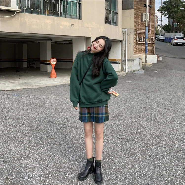 

XZ1565 women 2021 new Korean basic loose mid-length Sweatshirts