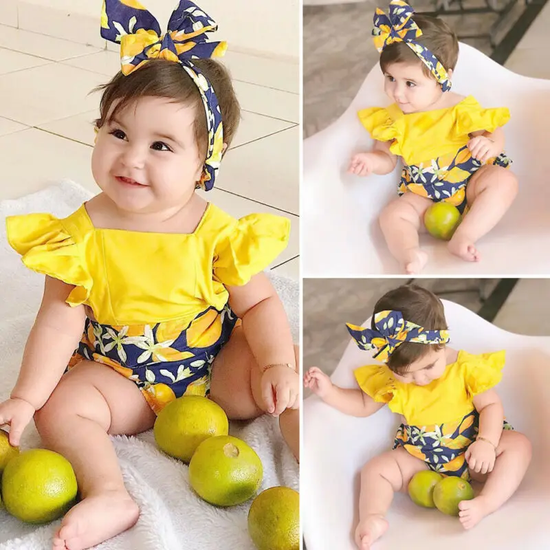 Модный комбинезон с рюшами для маленьких девочек Головной убор Комплект из 2