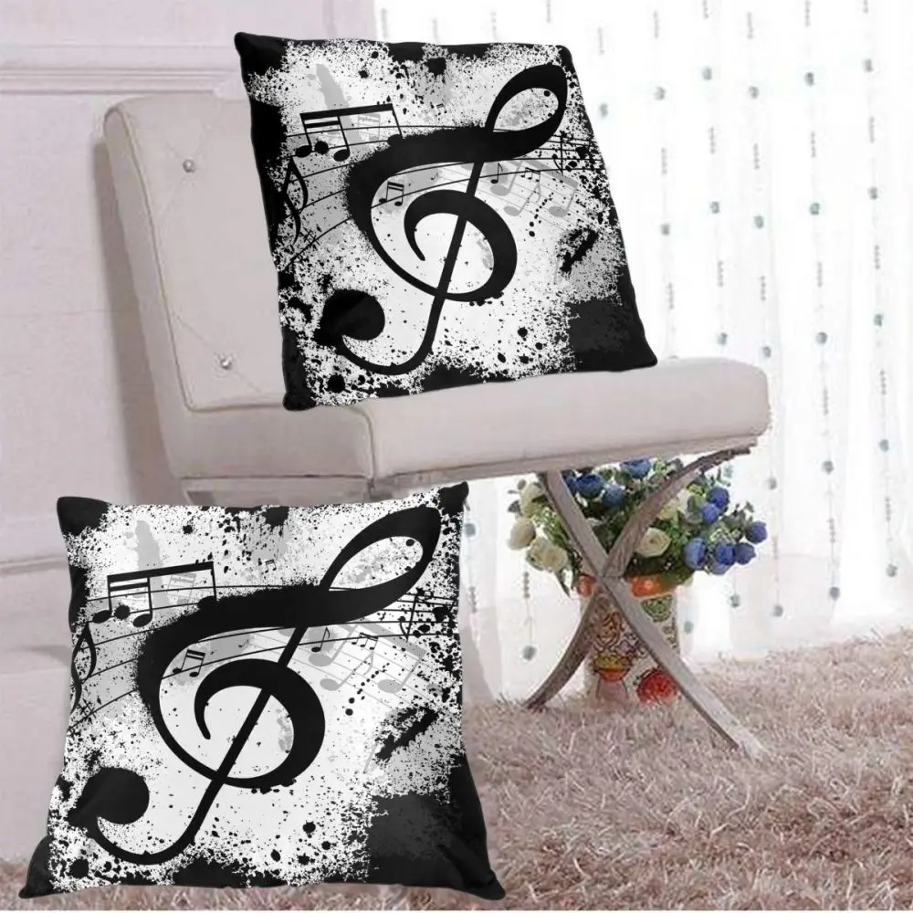 

Square Decorative Throw Pillows Black Music Note Abstract Cushion Covers Cases Pillowcases for Sofa Bedroom Car Chair 2 Pieces